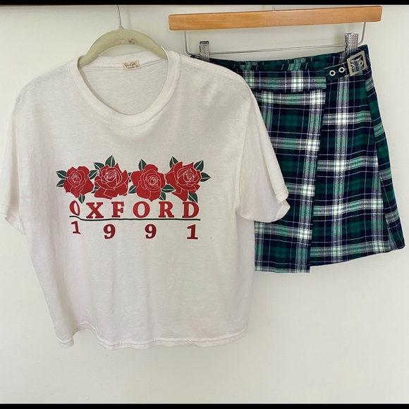 SOLD John Galt Oxford Tee & Plaid Mini Skirt Combo - Picture 2 of 7